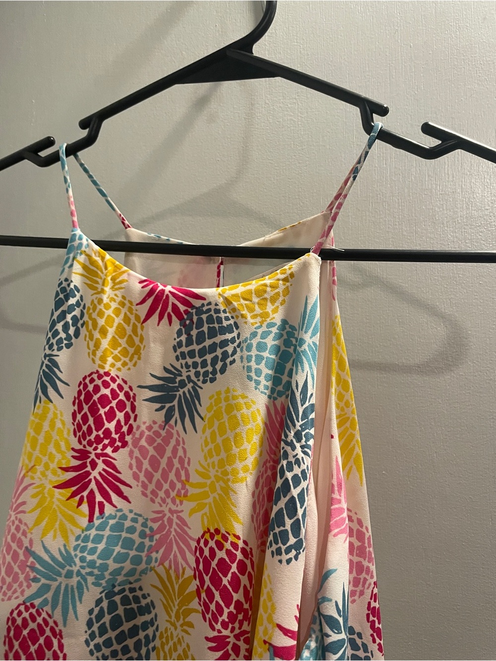 Finn & Grace Tropical Pineapple Print Layered romper - Pink Yellow Blue size S - Picture 4 of 9